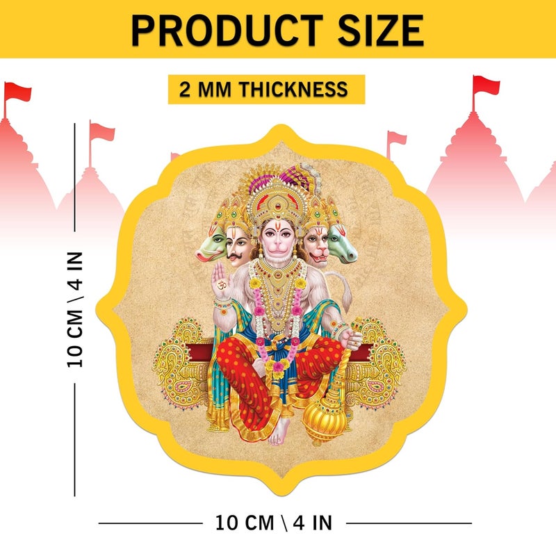 Goelite Acrylic Panchmukhi Hanuman for Door Entrance Hanuman Ji Sticker As Per Vastu Best for Home Decor Office Door Entrance Decor Self Adhesive 10 x 10 cm Design 4 - Image 4
