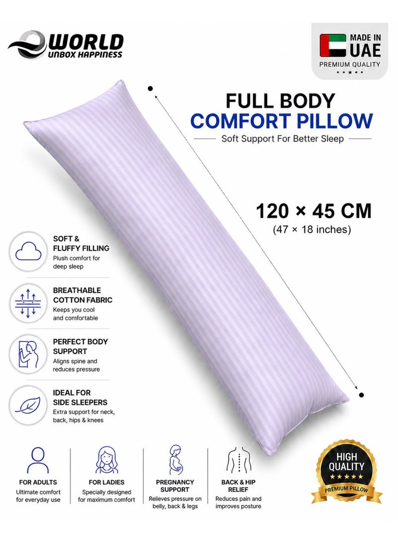 Eworld Premium Full Body Pillow for Adults, Ultra-Smooth Polyester Fiber, Breathable & Ideal for Side Sleepers, with Ultra-Soft Cotton Cover, Available in Multiple Colors, 120x45 cm - Image 1