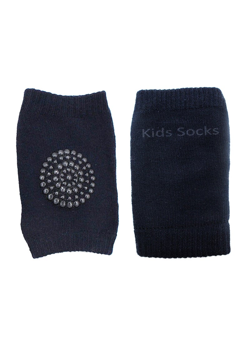 2 زوج من وسادات الركبتين للأطفال الرضع واقيات الركبة المضادة للانزلاق (أسود + رمادي) - Image 2