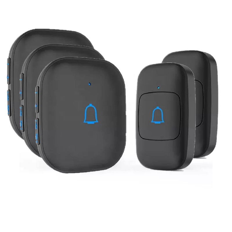 himster Wireless Doorbell, Waterproof Door Bell Chime Kit Alarm for Home at Upto 1000 Feet Range Operating with 56 Melodies, LED Flash, 7 Levels Adjustable Volume (Black 2 Transmitters & 3 Receivers) - Image 1