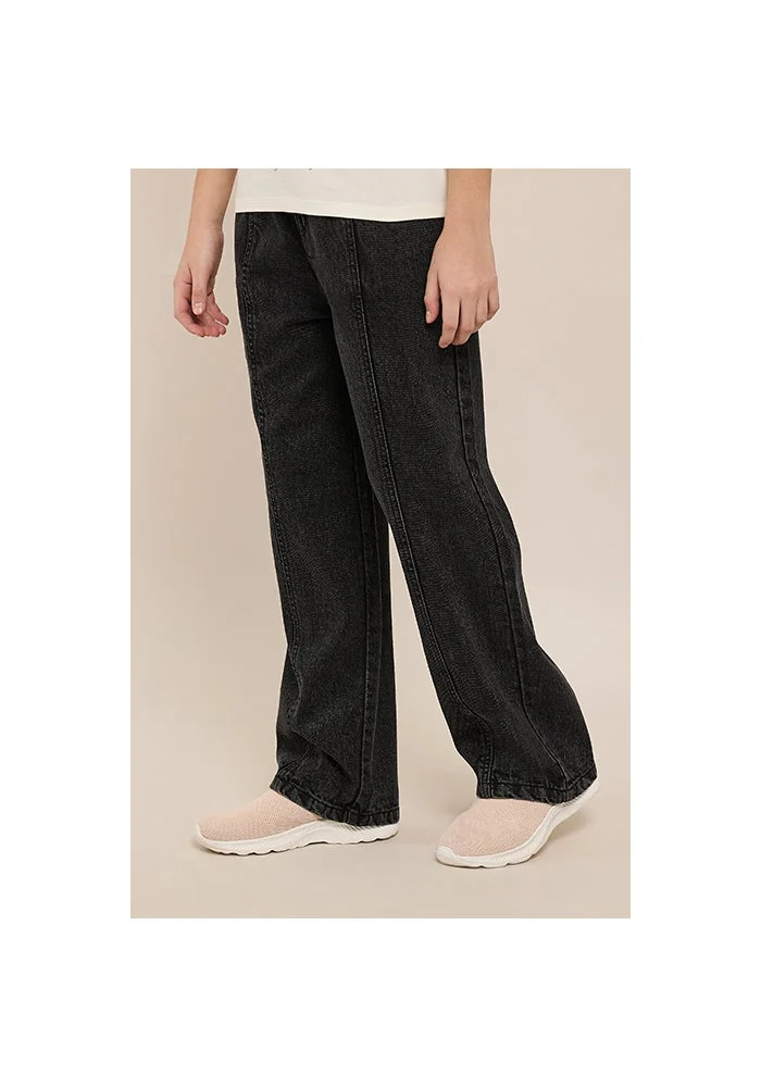 أر أند بي Washed Straight Fit Jeans with Button Closure