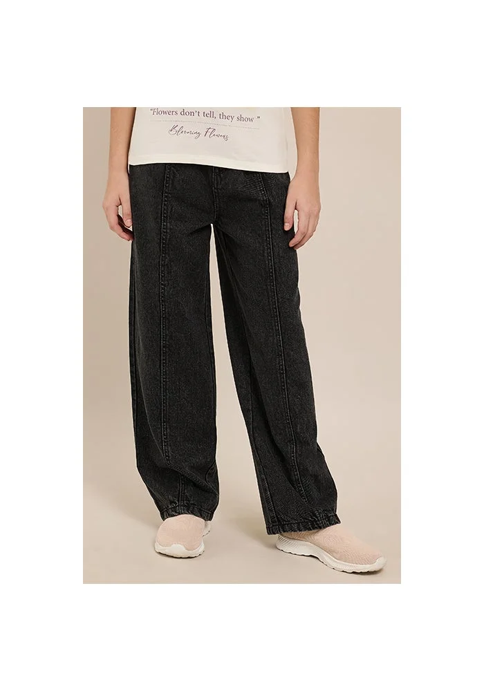 أر أند بي Washed Straight Fit Jeans with Button Closure