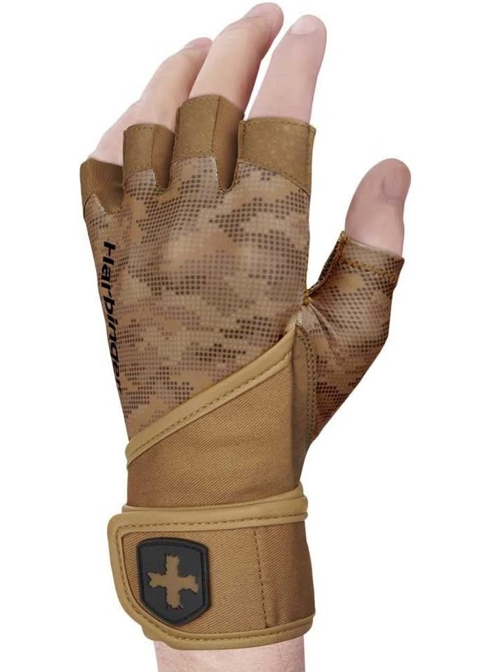 هاربينجر قفازات هارب برو WRISTWRAP 2.0 لرفع الأثقال - تمويه تان، مقاس متوسط - قفازات جلدية قابلة للتهوية للأداء الرياضي - Image 3