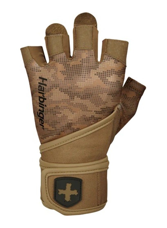 هاربينجر قفازات هارب برو WRISTWRAP 2.0 لرفع الأثقال - تمويه تان، مقاس متوسط - قفازات جلدية قابلة للتهوية للأداء الرياضي - Image 1