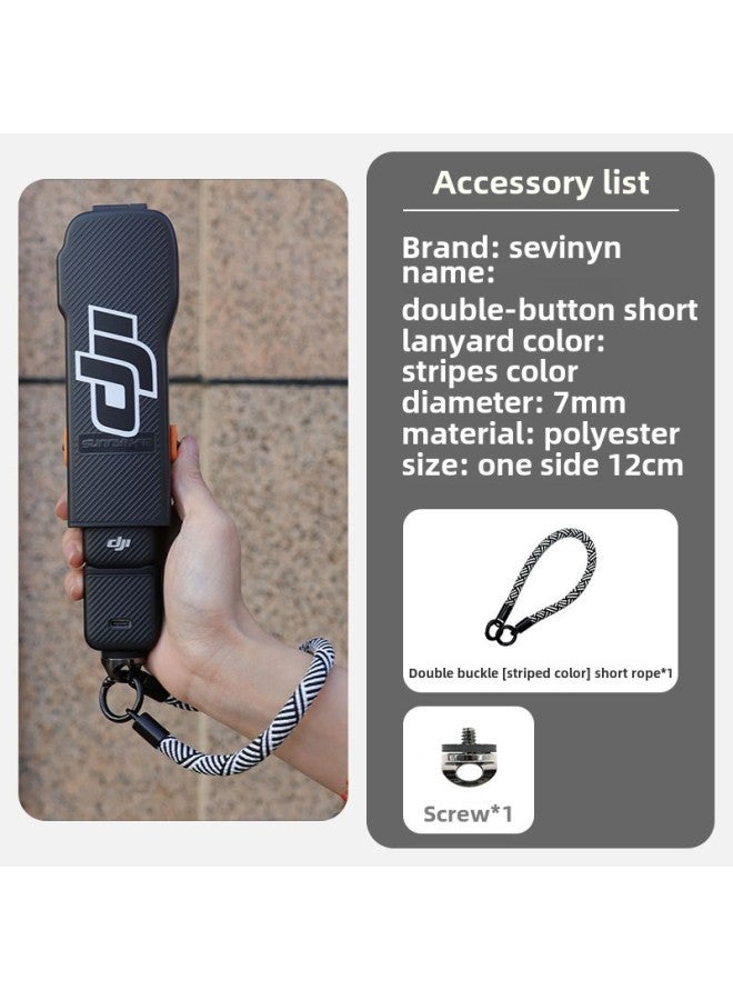 Generic For DJI Dajiang Osmo Pocket 3 Lanyard Safety Hand Rope Pocket 3 Protective Shell Lanyard Oblique Rope-Color:Pocket3 Black And White Striped Double Buckle Bracelet  - Image 1