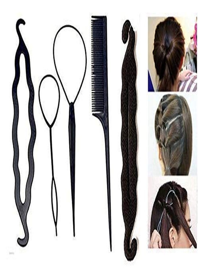 Boxo Combo Of 5 Pcs Hair Styling Bun Maker And Braid Tools For Girls And Women Pack Of 1 - Image 1