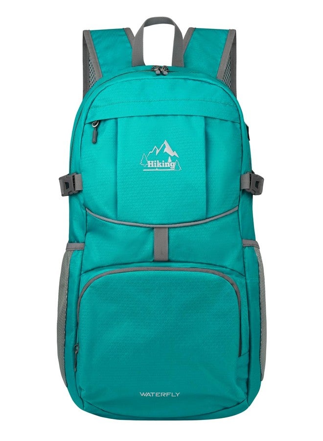 WATERFLY Hiking Foldable Daypack Backpack: 25L Ultra Lightweight Packable Waterproof Outdoor Travel Day Pack for Woman Man, B-turquoise, 35L, Lightweight - Image 1