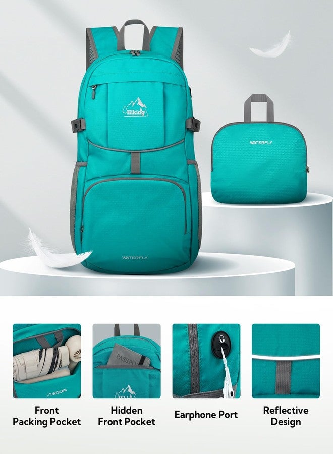 WATERFLY Hiking Foldable Daypack Backpack: 25L Ultra Lightweight Packable Waterproof Outdoor Travel Day Pack for Woman Man, B-turquoise, 35L, Lightweight - Image 4