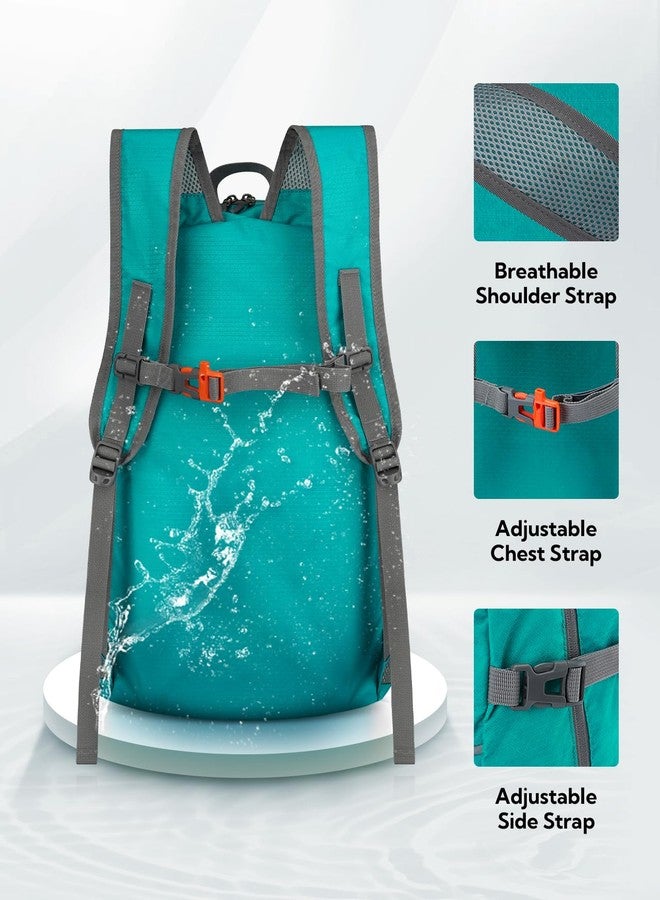 WATERFLY Hiking Foldable Daypack Backpack: 25L Ultra Lightweight Packable Waterproof Outdoor Travel Day Pack for Woman Man, B-turquoise, 35L, Lightweight - Image 5