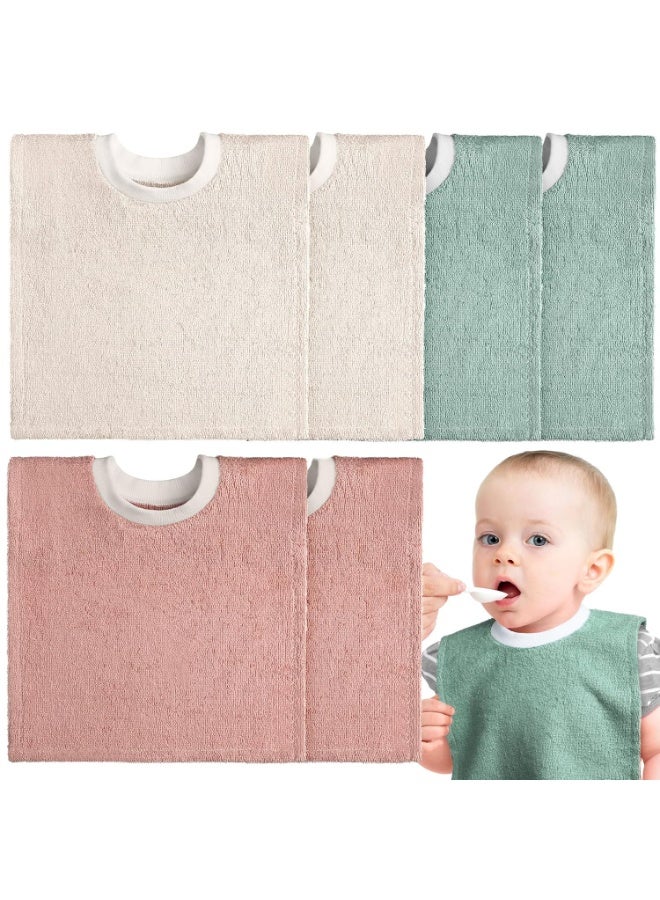Foaincore 6 Pcs Pullover Baby Bibs Cotton Terry Toddler Absorbent Infant for Feeding and Drooling Towel Slip on Bib(Vivid Color) Vivid Color  - Image 1