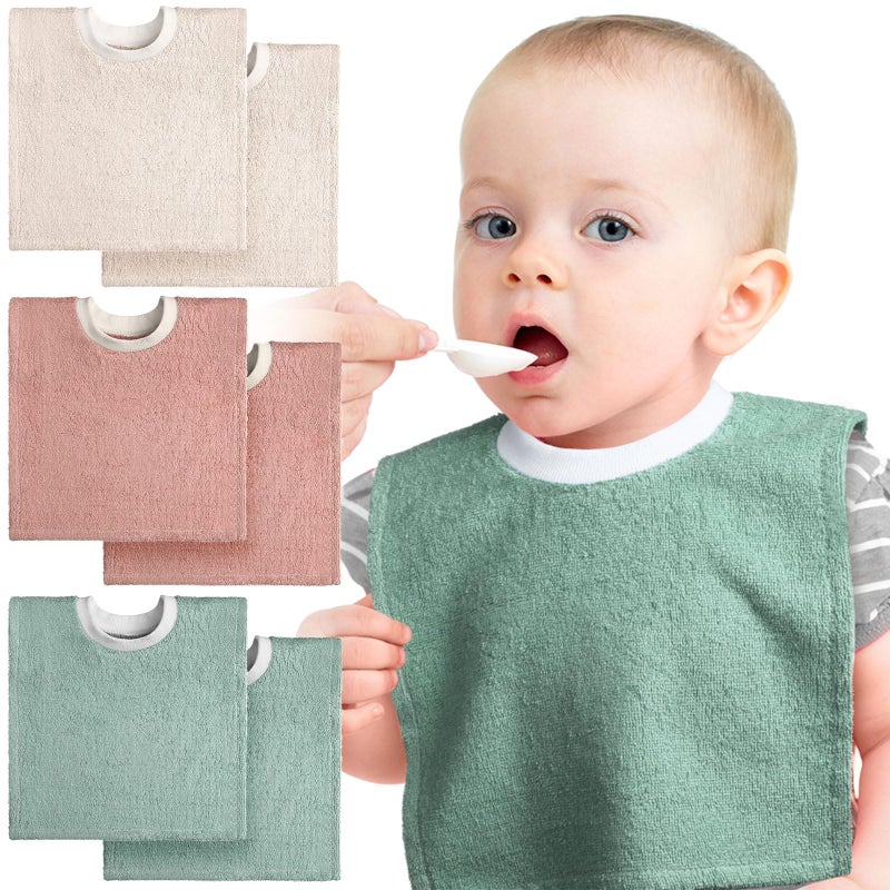 Foaincore 6 Pcs Pullover Baby Bibs Cotton Terry Toddler Absorbent Infant for Feeding and Drooling Towel Slip on Bib(Vivid Color) - Image 3