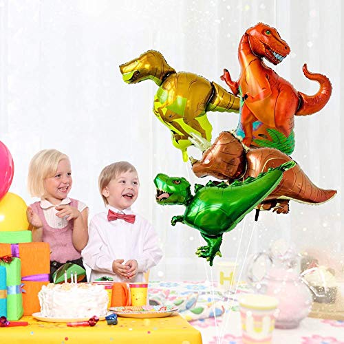KRIWIN Dinosaur Theme Mini Hand Foil Balloons 6 pcs Multi Color For Party Decorations - Image 4
