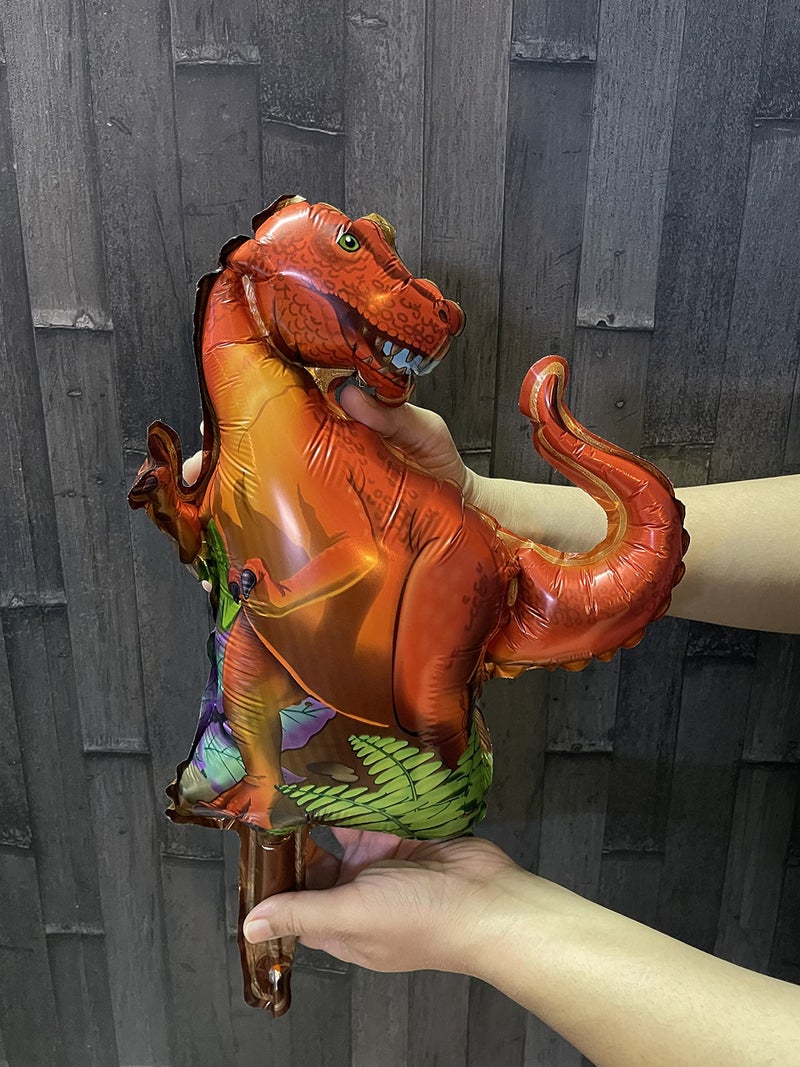 KRIWIN Dinosaur Theme Mini Hand Foil Balloons 6 pcs Multi Color For Party Decorations - Image 3