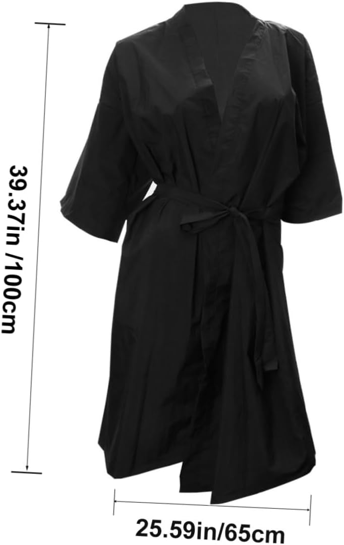 NOLITOY Elegant Spa Salon Gown Center Hairdressing Comfortable Bathrobe for Friends Black - Image 2