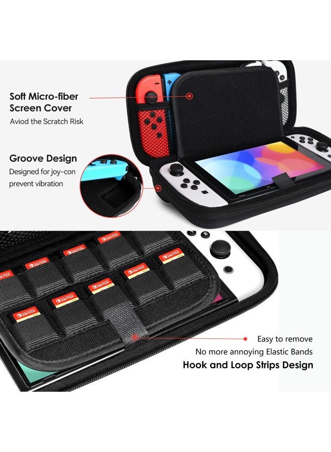 ivoler Carrying Case for Nintendo Switch with 2 Pack Screen Protector, Protective Portable Hard Shell Pouch Carrying Travel Game Bag for Nintendo Switch Console Accessories Holds 20 Game Cartridge - Image 3