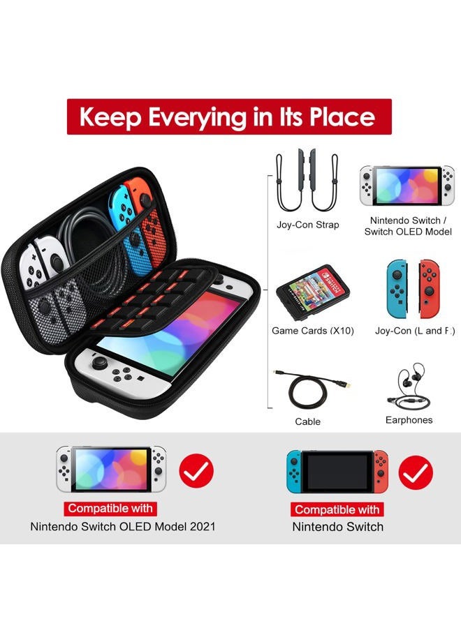 ivoler Carrying Case for Nintendo Switch with 2 Pack Screen Protector, Protective Portable Hard Shell Pouch Carrying Travel Game Bag for Nintendo Switch Console Accessories Holds 20 Game Cartridge - Image 2