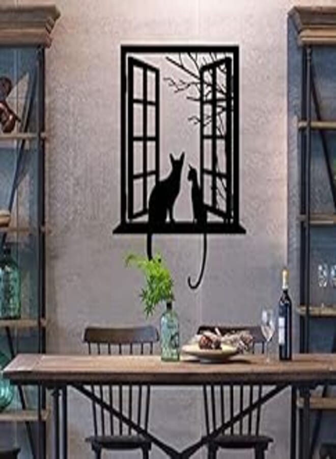 OR Fake Window Black Cats Wall Stickers Art Decals Mural Wallpaper Decor DIY For Home Living Room Bedroom Bathroom Kitchen-8QZ1209 