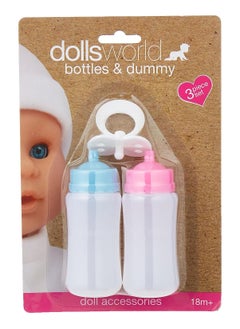 dolls world Refillable Baby Bottles with Lids and Dummy 