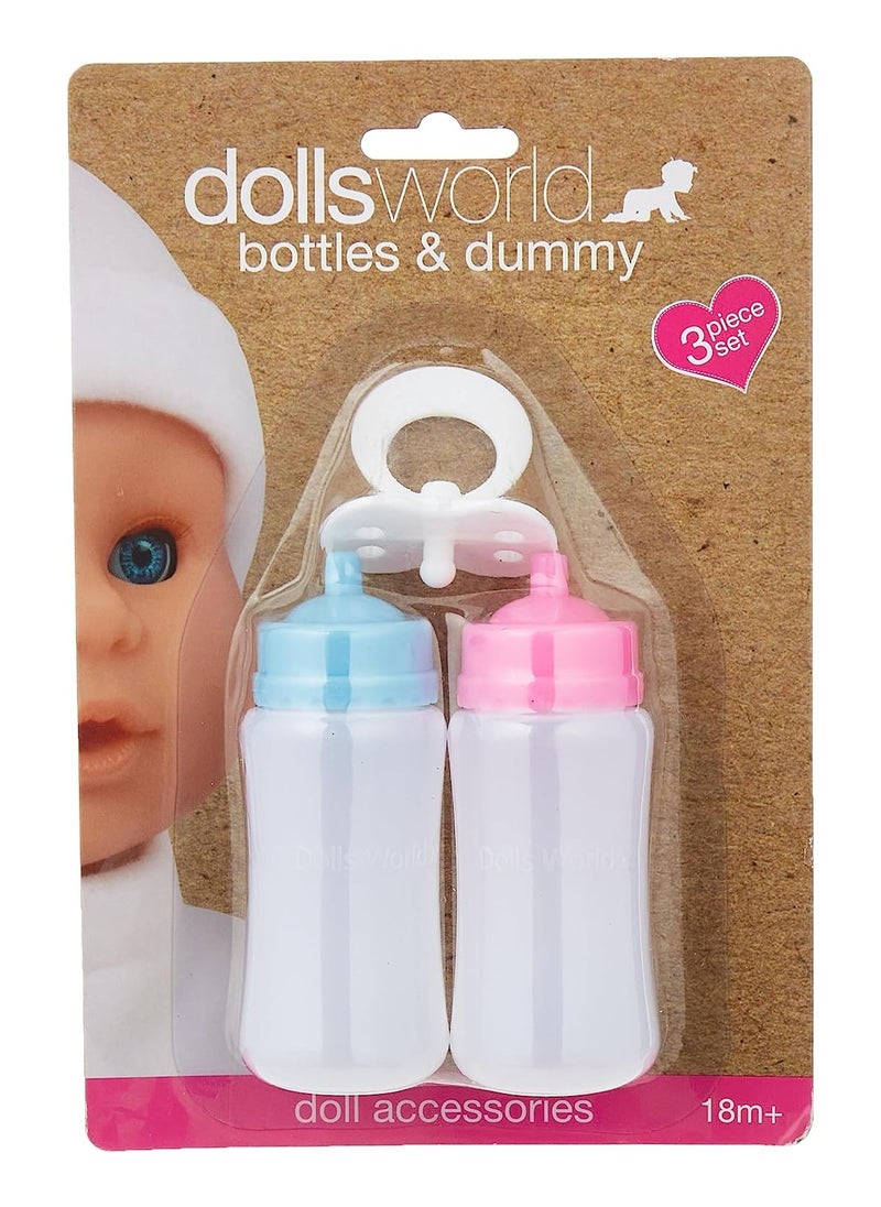 dolls world - Refillable Baby Bottles with Lids and Dummy - Image 1