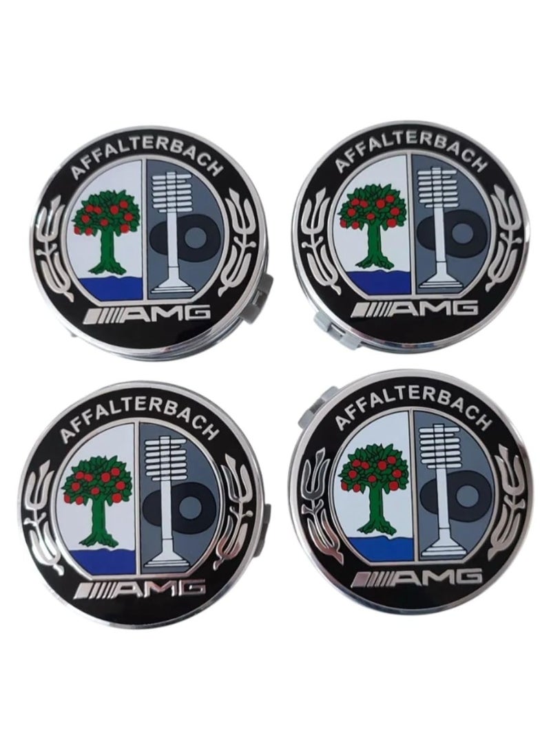 AMG Wheel center hub caps AMG Affalterbach Emblem 75mm Compatible Mercedes Benz -4 Pcs - Image 1