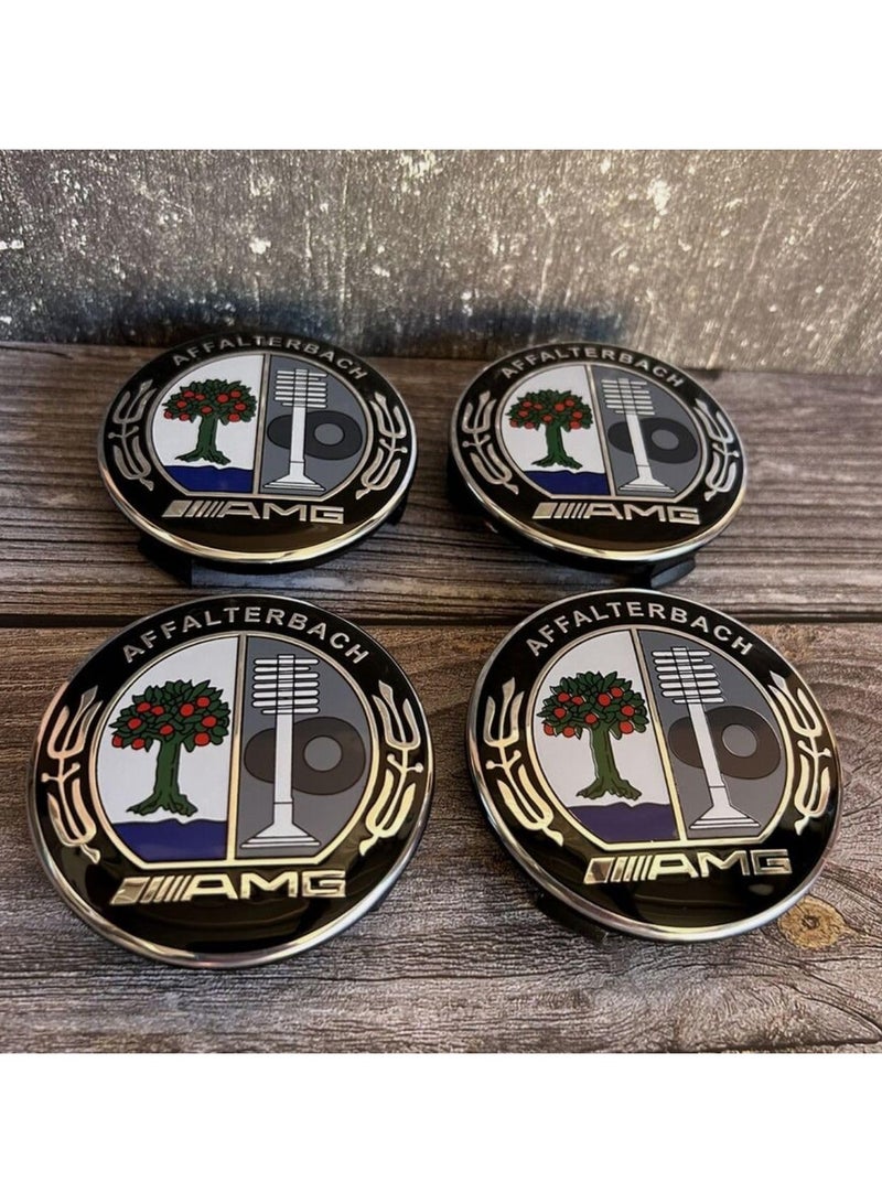 AMG Wheel center hub caps AMG Affalterbach Emblem 75mm Compatible Mercedes Benz -4 Pcs - Image 2