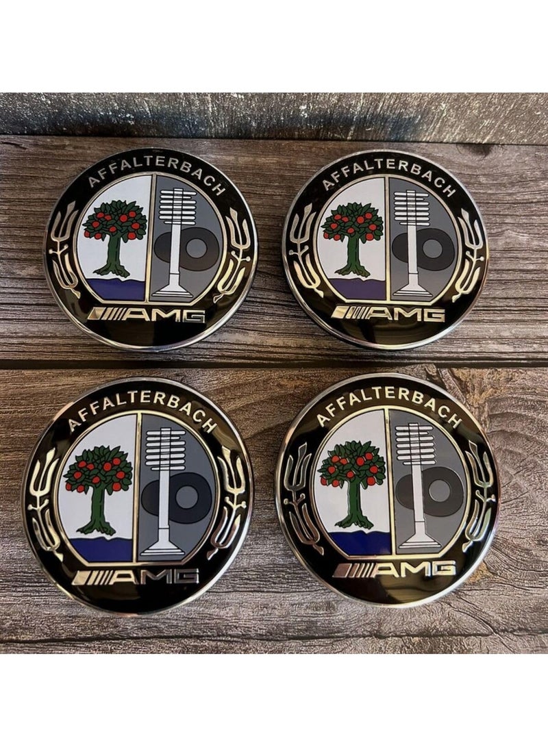AMG Wheel center hub caps AMG Affalterbach Emblem 75mm Compatible Mercedes Benz -4 Pcs - Image 4