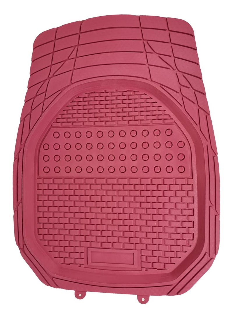 3XR Universal Car Floor Mat Set, Non-Skip, High-Quality PVC, All-Season, 5 Pcs - Maroon - Image 3