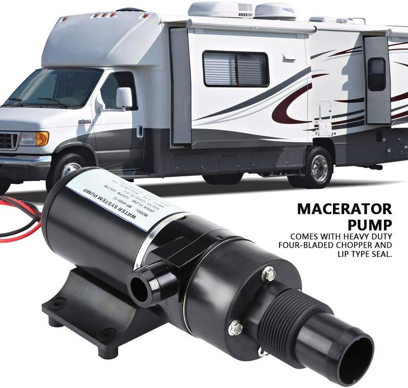 klarako 12V Macerator Pump, Self Priming Macerator Waste Pump Waste Evacuation Run Dry Protection Anti-Clog Feature Waste Water Pump for Marine Yacht Boat (Black) - Image 3