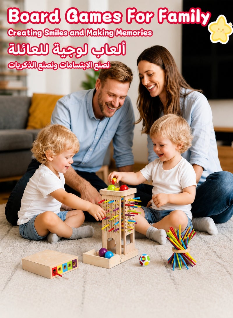 GOOGO Montessori Toy from 3 Years Games from 3 4 5 Years 3-in-1 Board Games Educational Games from 4 Years with 40 Wooden Sticks, Storage Box Classification Colour Learning Tower Children's Games - Image 5