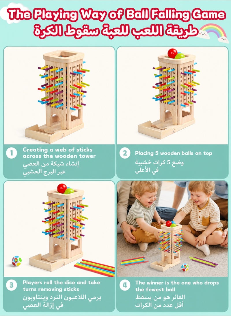 GOOGO Montessori Toy from 3 Years Games from 3 4 5 Years 3-in-1 Board Games Educational Games from 4 Years with 40 Wooden Sticks, Storage Box Classification Colour Learning Tower Children's Games - Image 4