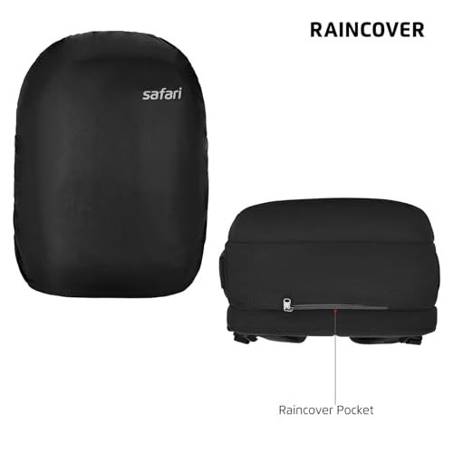 Safari Omega Pro Laptop Backpack With Raincover, 3 Compartments, Bottle Holder, Organizer, Unisex Bag For Boys & Girls, School/College/Office/Travel Bag, Color- Black, 35L - Image 2
