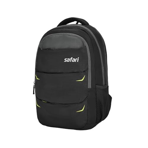 Safari Omega Pro Laptop Backpack With Raincover, 3 Compartments, Bottle Holder, Organizer, Unisex Bag For Boys & Girls, School/College/Office/Travel Bag, Color- Black, 35L - Image 1