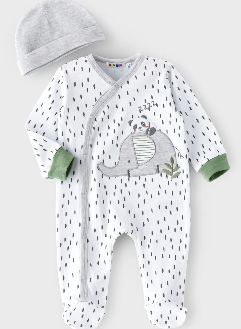 Boo Boo BooBoo Kids Jungle Range 2 Pc Interlock Sleepsuit + Hat set