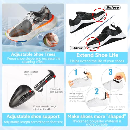 Rushwak Shoe Washing Machine Bag with 1 Pair Adjustable Shoe Trees 360° Deep Shoe Cleaning Bag for Washer Shoe Washing Bags with Zipper Microfiber Sneaker Pouch Laundry Shoe Bags for All Type & Size - Image 3