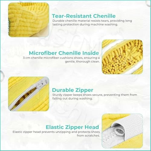 Rushwak Shoe Washing Machine Bag with 1 Pair Adjustable Shoe Trees 360° Deep Shoe Cleaning Bag for Washer Shoe Washing Bags with Zipper Microfiber Sneaker Pouch Laundry Shoe Bags for All Type & Size - Image 2