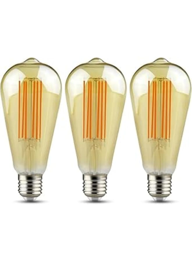 Filament Led Bulb, Edison Vintage, 2700K (3 Pieces, St64, 8 Watt, Edison, E27)