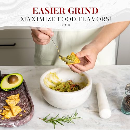 Koville Marble Mortar and Pestle Set, 7"-4 Cups Grinder Bowl for Guacamole, Salsa, Pill Crusher, Spice, Herb, Garlic, Nut, Heavy Duty Grinder for Kitchen(Namib Fantasy) - Image 3