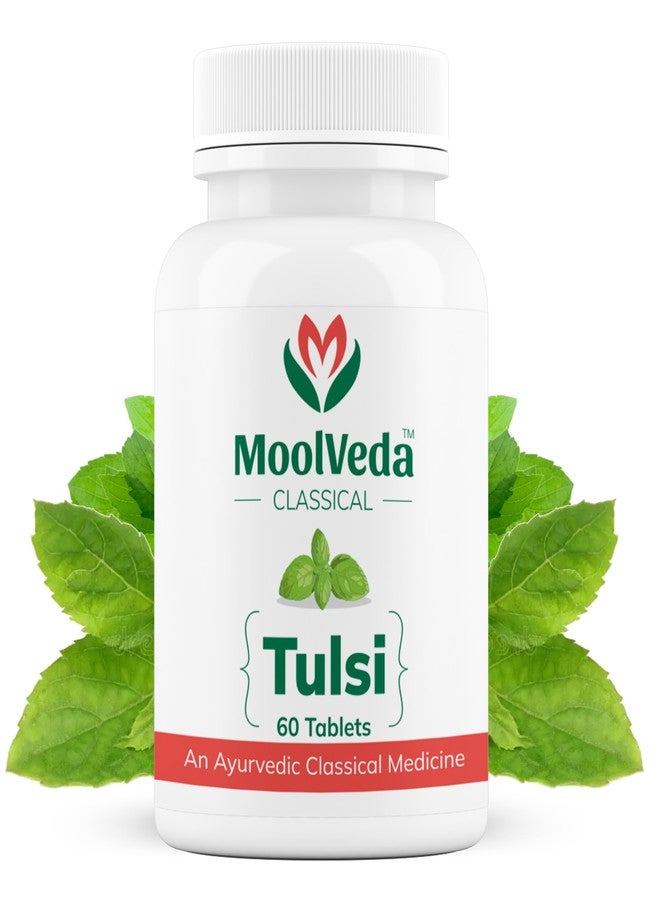 Moolveda Tulsi Tablets | Use For Natural Immunity Booster | Pure Herbs for Respiratory Wellness | 60 Veg Tabltes - Image 1