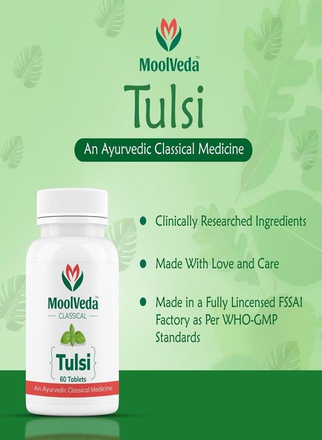 Moolveda Tulsi Tablets | Use For Natural Immunity Booster | Pure Herbs for Respiratory Wellness | 60 Veg Tabltes - Image 3