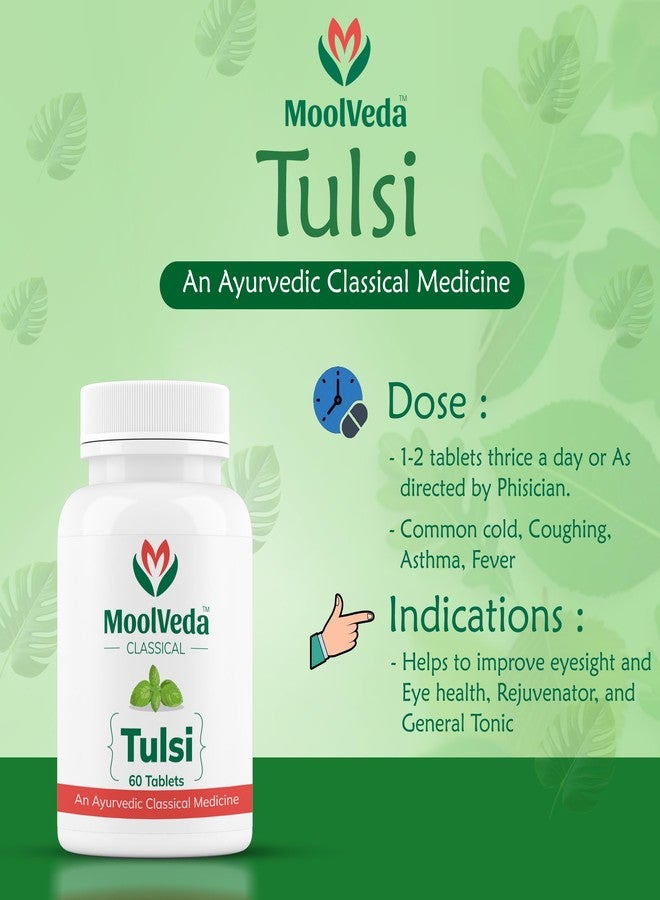 Moolveda Tulsi Tablets | Use For Natural Immunity Booster | Pure Herbs for Respiratory Wellness | 60 Veg Tabltes - Image 5