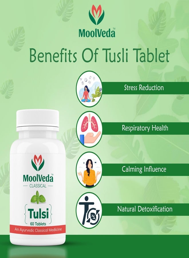 Moolveda Tulsi Tablets | Use For Natural Immunity Booster | Pure Herbs for Respiratory Wellness | 60 Veg Tabltes - Image 4