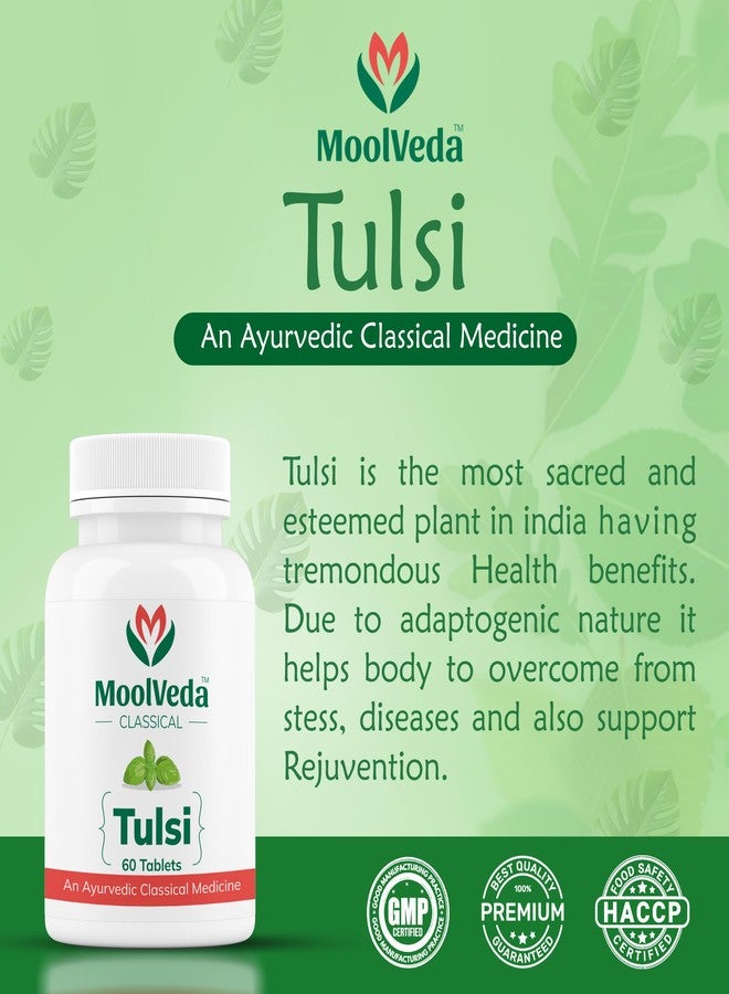 Moolveda Tulsi Tablets | Use For Natural Immunity Booster | Pure Herbs for Respiratory Wellness | 60 Veg Tabltes - Image 2