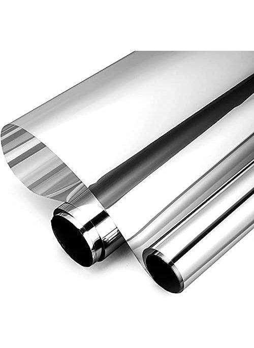 ELECSA ELECSA One Way Mirror Window Film Daytime Privacy Sun Blocking Heat Control Anti UV Reflective Film Static Cling Window Tint for Home II Office II Living Room II Silver 195 x 787 