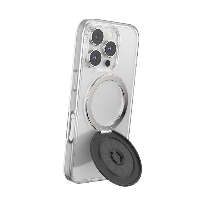 PopSockets Kick-Out Grip for MagSafe, Adjustable Kickstand for Portrait or Landscape, Magnetic Stand, Black - Black - Image 1