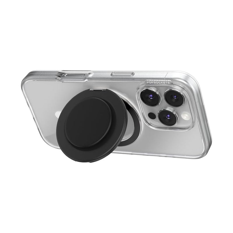 PopSockets Kick-Out Grip for MagSafe, Adjustable Kickstand for Portrait or Landscape, Magnetic Stand, Black - Black - Image 2