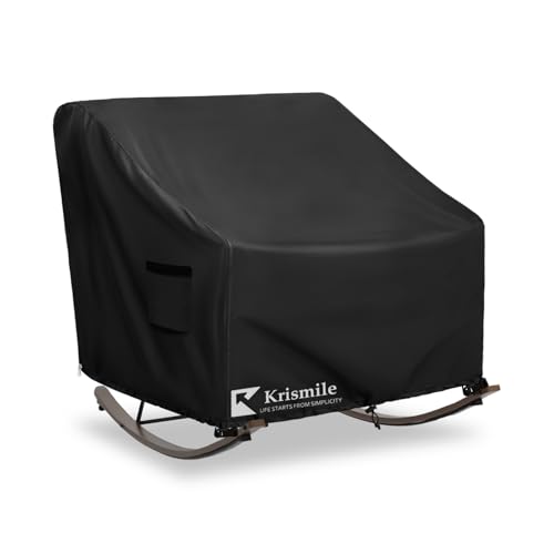 Krismile Outdoor Rocking Chair Cover Heavy Duty Waterproof Papasan Chair Cover with Split Zipper Easy to use Black - Image 1