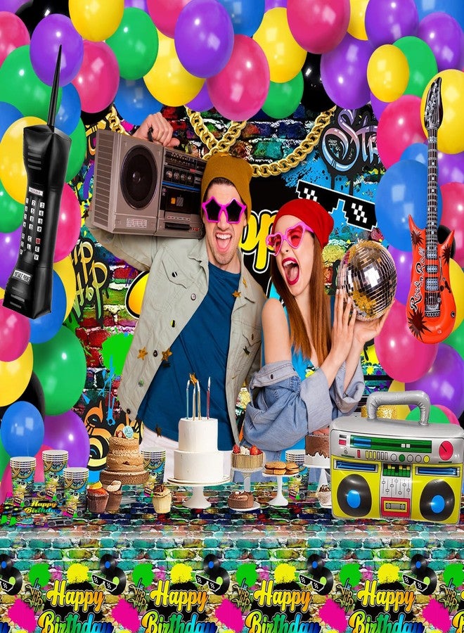 Lecheme 80s Birthday Decorations 280 PCS Back to The 80s 90s Backdrop Balloons Hip Hop Plates Napkins Cups Party Supplies Serve 24 Decades Party Decorations - Image 4
