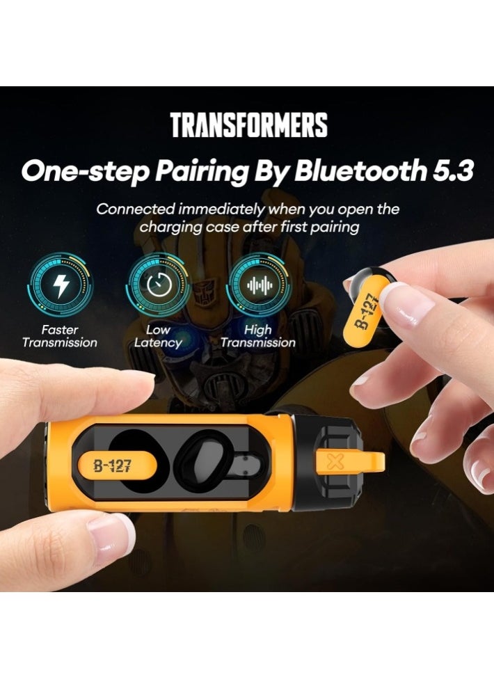 TRANSFORMERS Transformers TF-T11 TWS Wireless Headphones Bluetooth 5.4 Bumblebee Yellow Game Sports  - Image 4