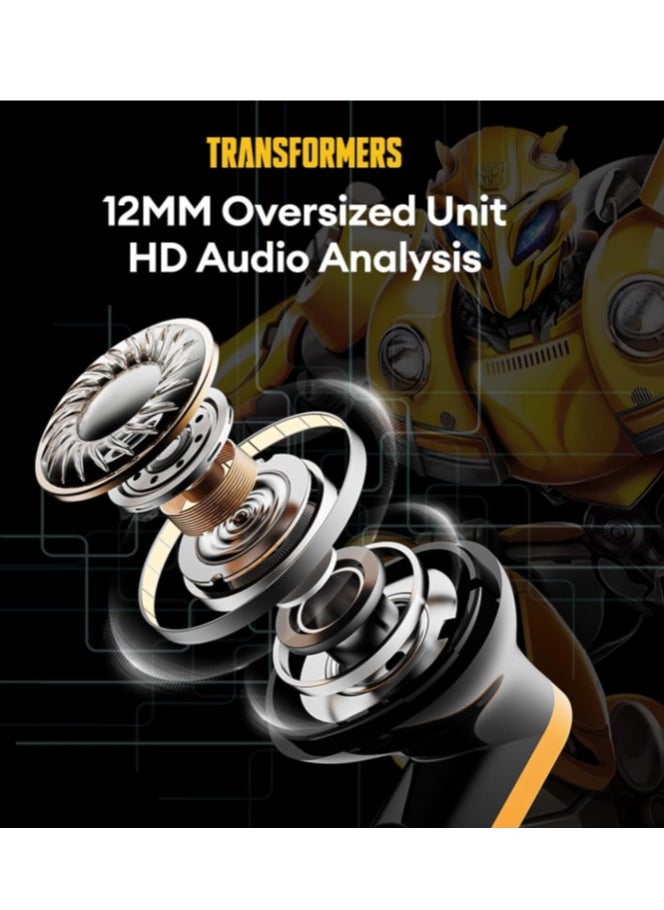 TRANSFORMERS Transformers TF-T11 TWS Wireless Headphones Bluetooth 5.4 Bumblebee Yellow Game Sports  - Image 3