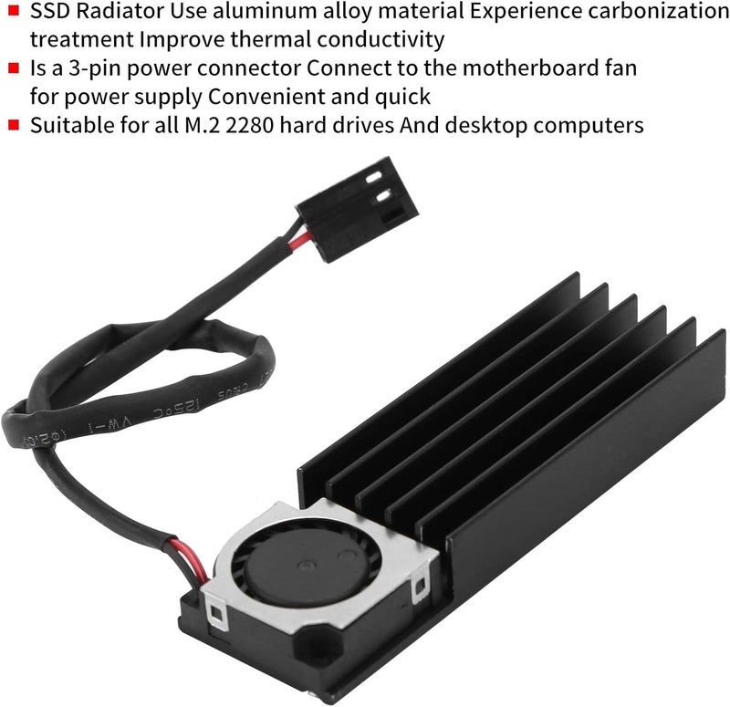 klarako SSD Radiator, High Performance SSD Radiator with Fan Efficient Cooling Air Duct Heat Sink Thermal Module for All M.2 2280 Hard Drives Desktop - Image 2